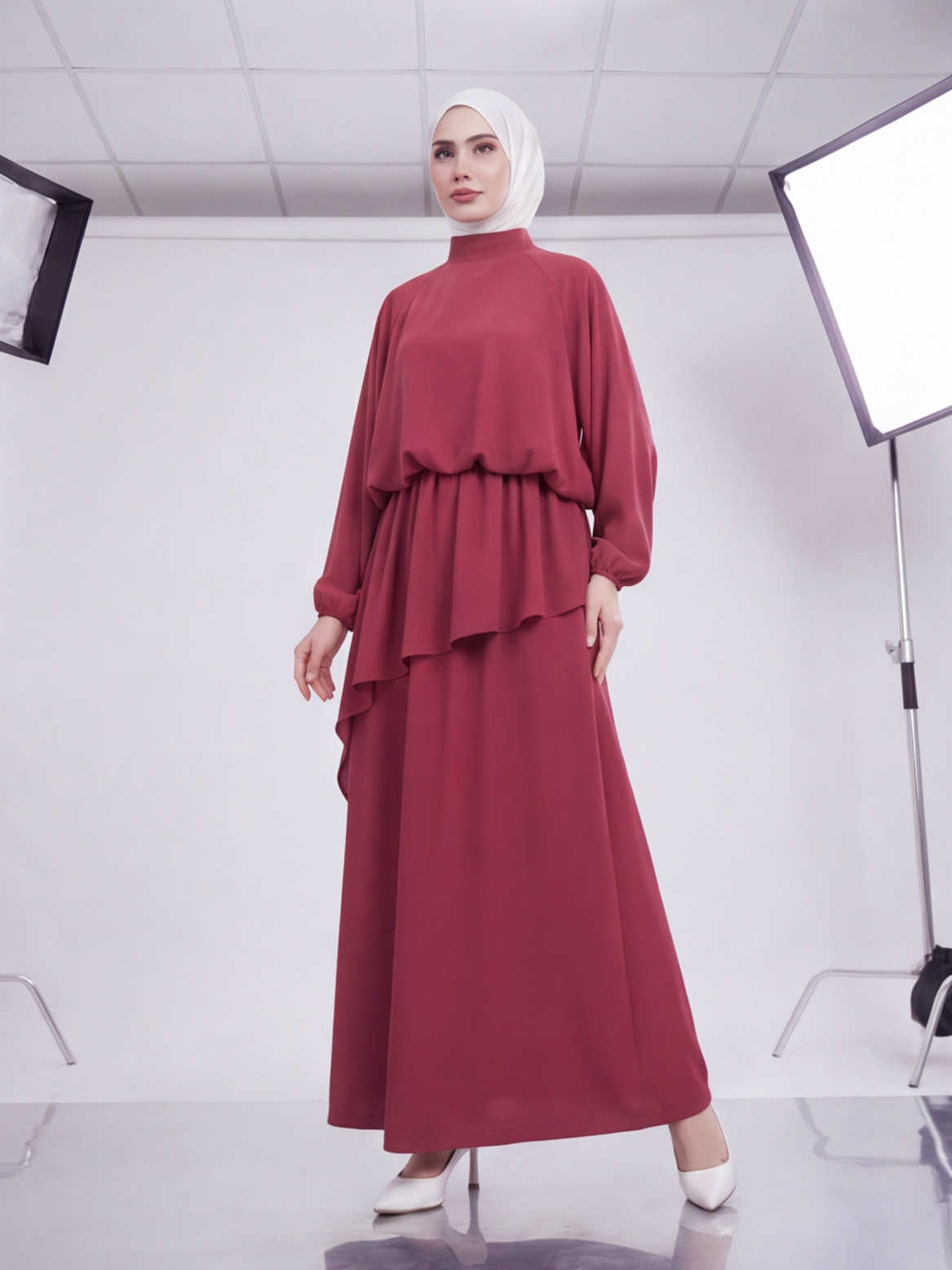 طقم الاناقة (عنابي فاتح )