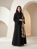 Black Luxe Abaya – Signature Contrast Detail