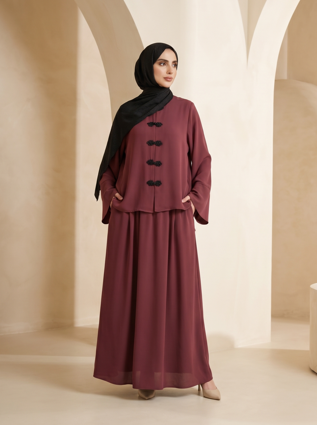 طقم السلطانة ( عنابي فاتح )