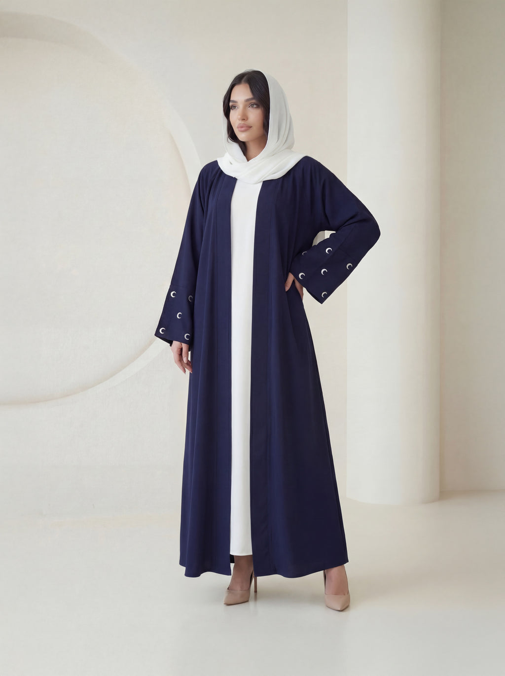 Navy Elegance Abaya – Timeless Minimal Design
