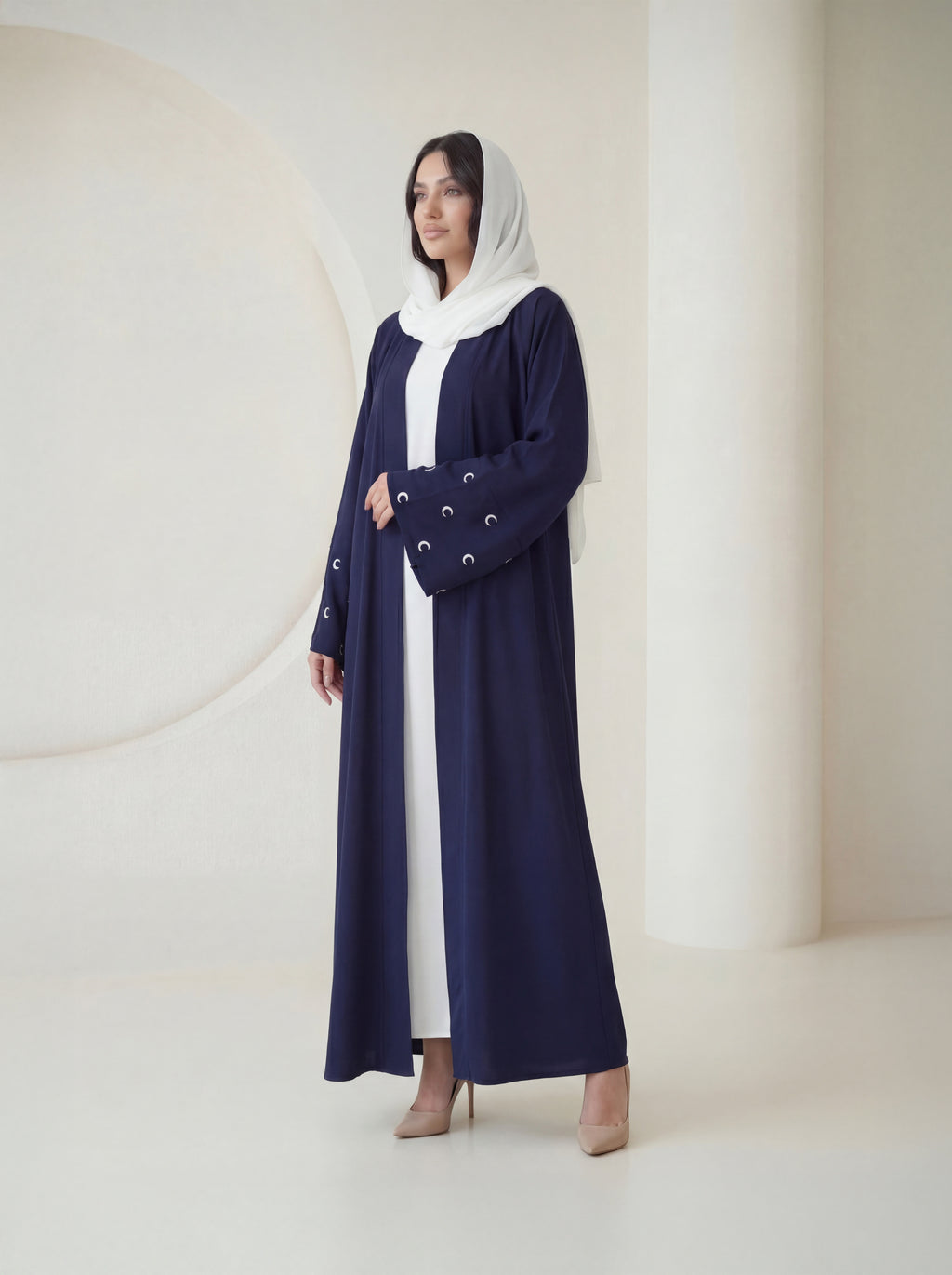 Navy Elegance Abaya – Timeless Minimal Design