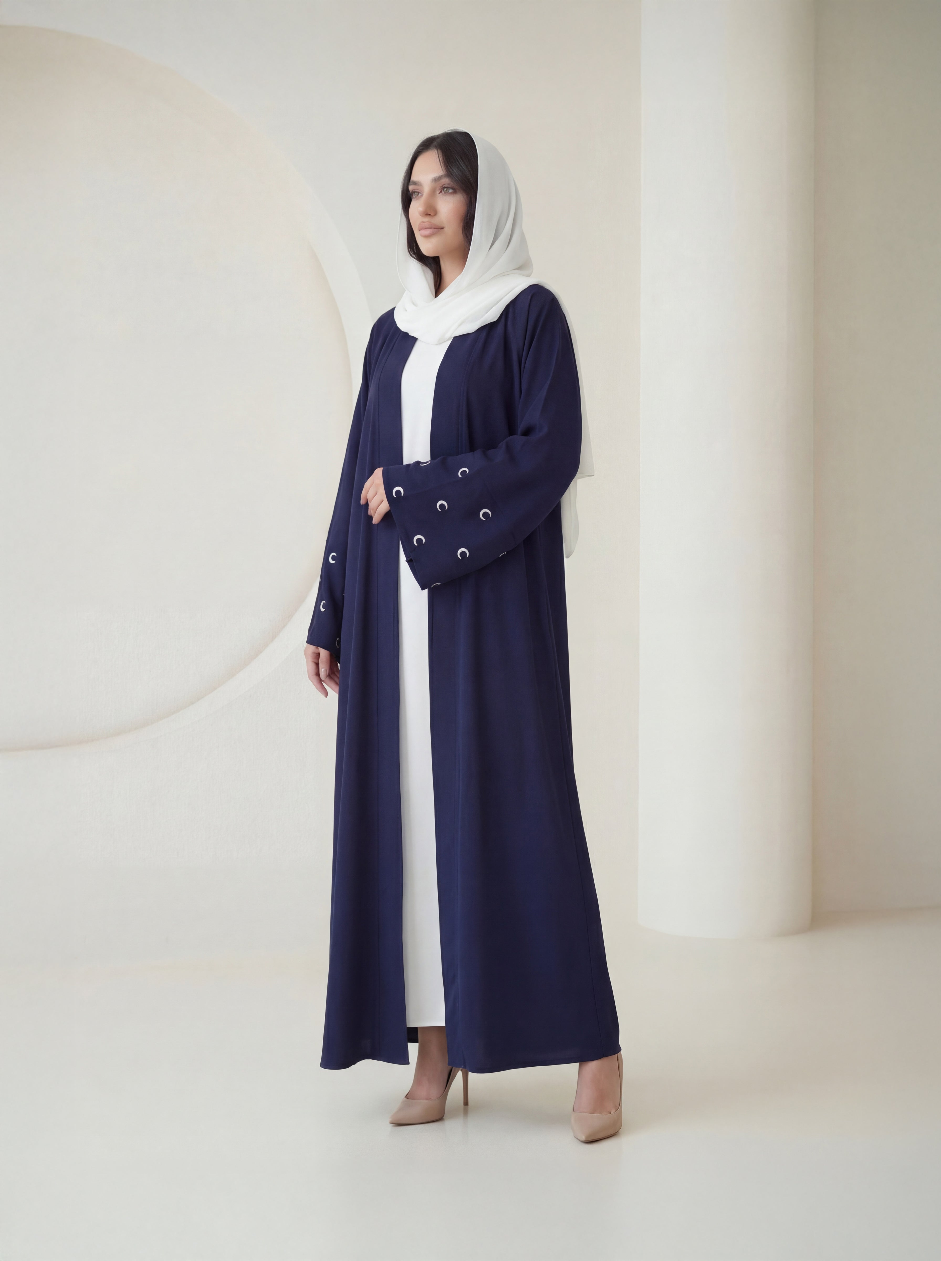 Navy Elegance Abaya – Timeless Minimal Design