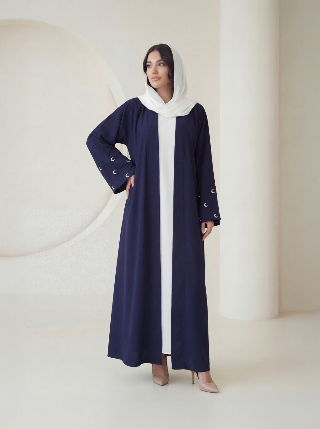 Navy Elegance Abaya – Timeless Minimal Design
