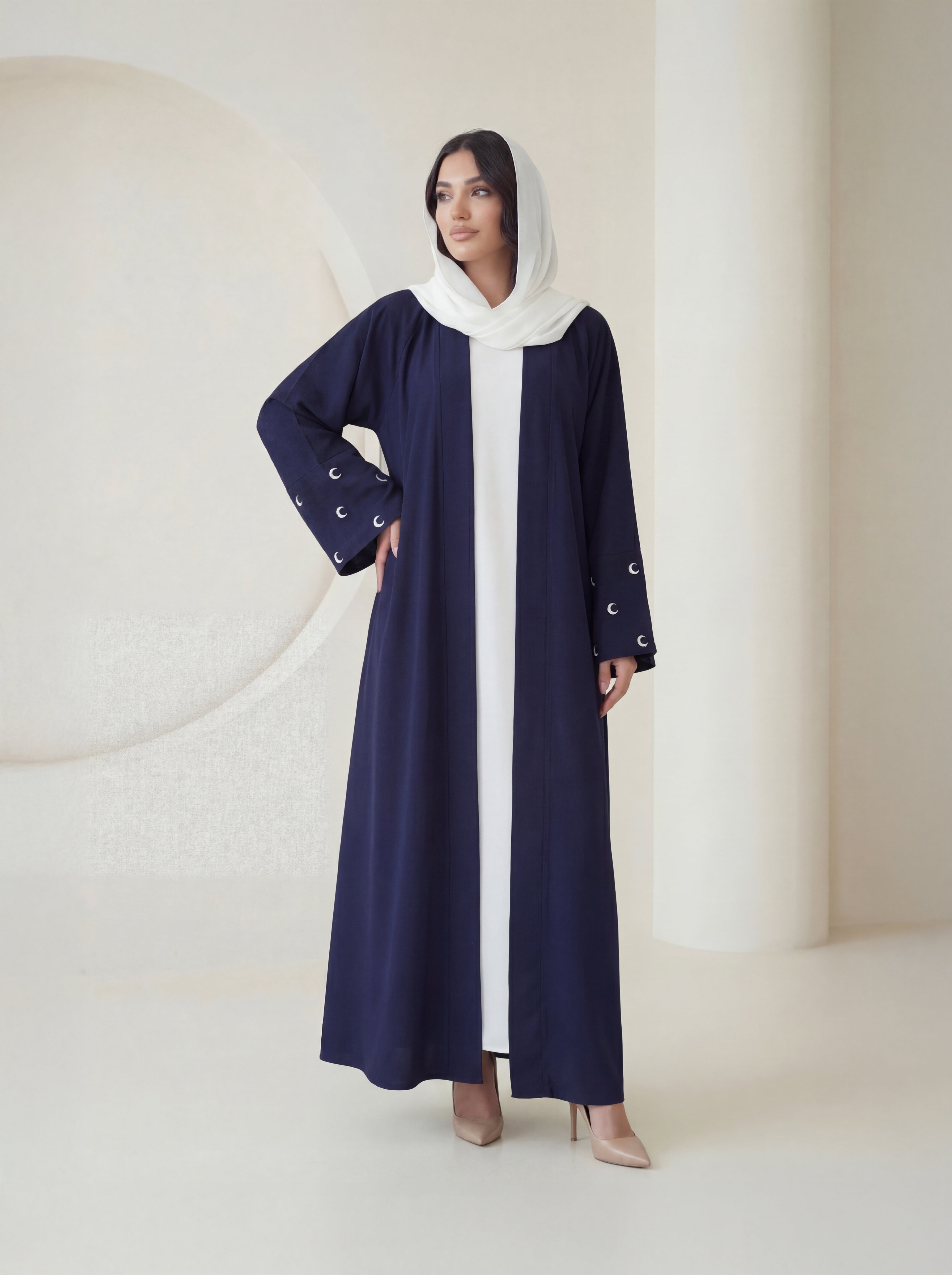 Navy Elegance Abaya – Timeless Minimal Design