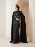 Midnight Embroidered Gown - Regal Cape Design