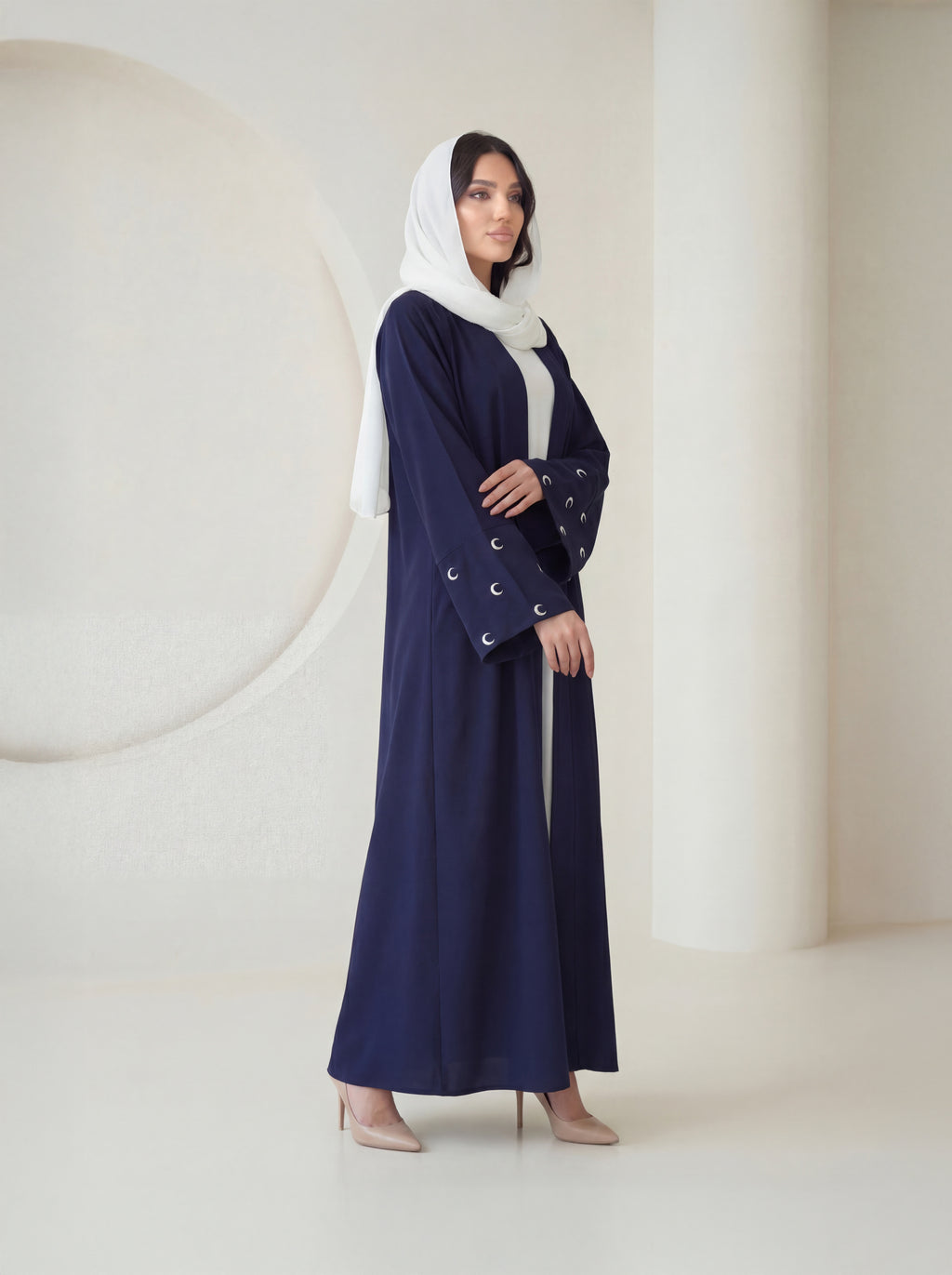 Navy Elegance Abaya – Timeless Minimal Design