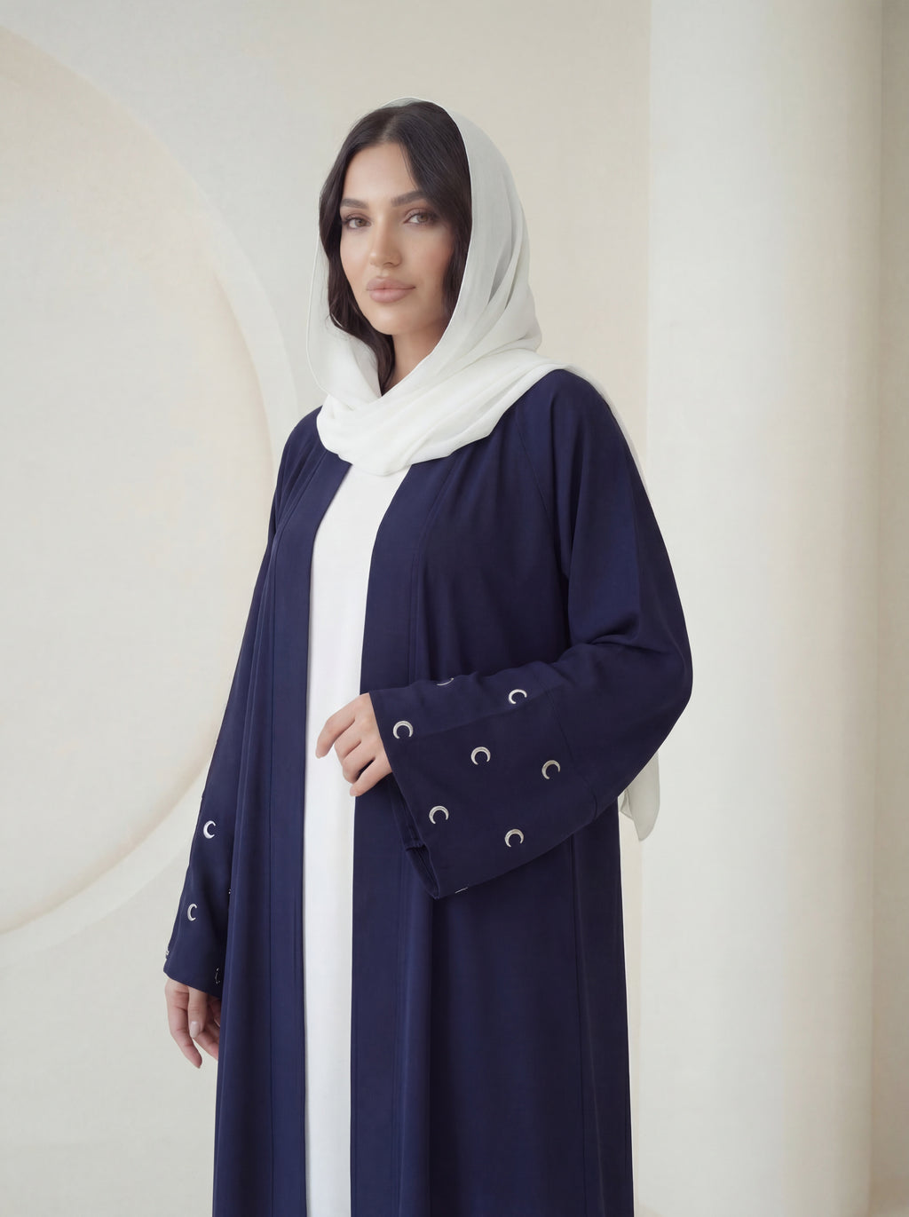 Navy Elegance Abaya – Timeless Minimal Design