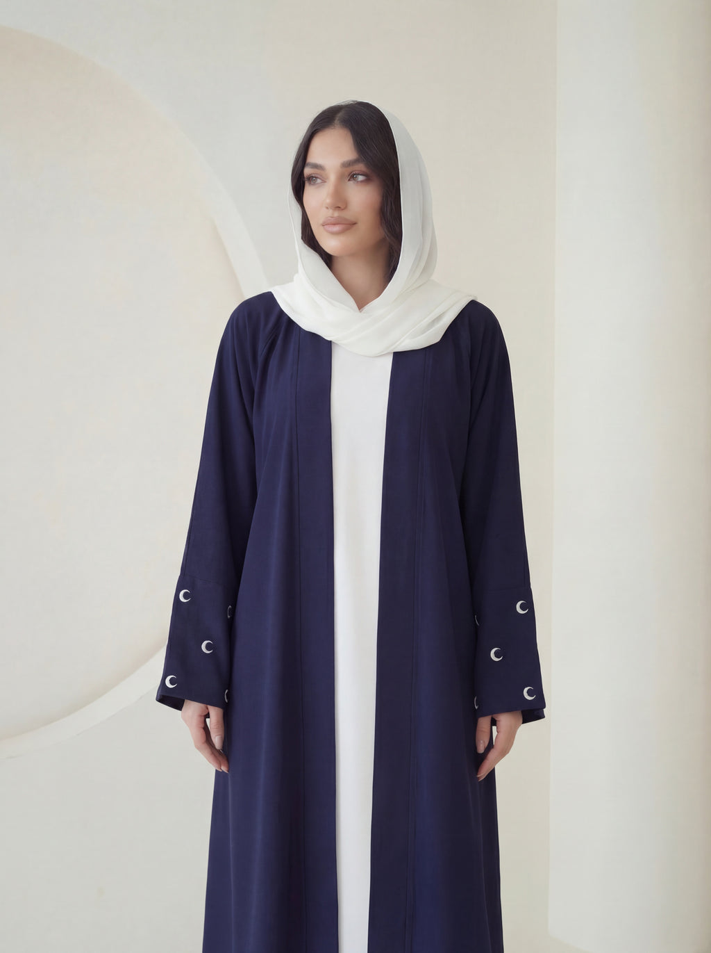 Navy Elegance Abaya – Timeless Minimal Design