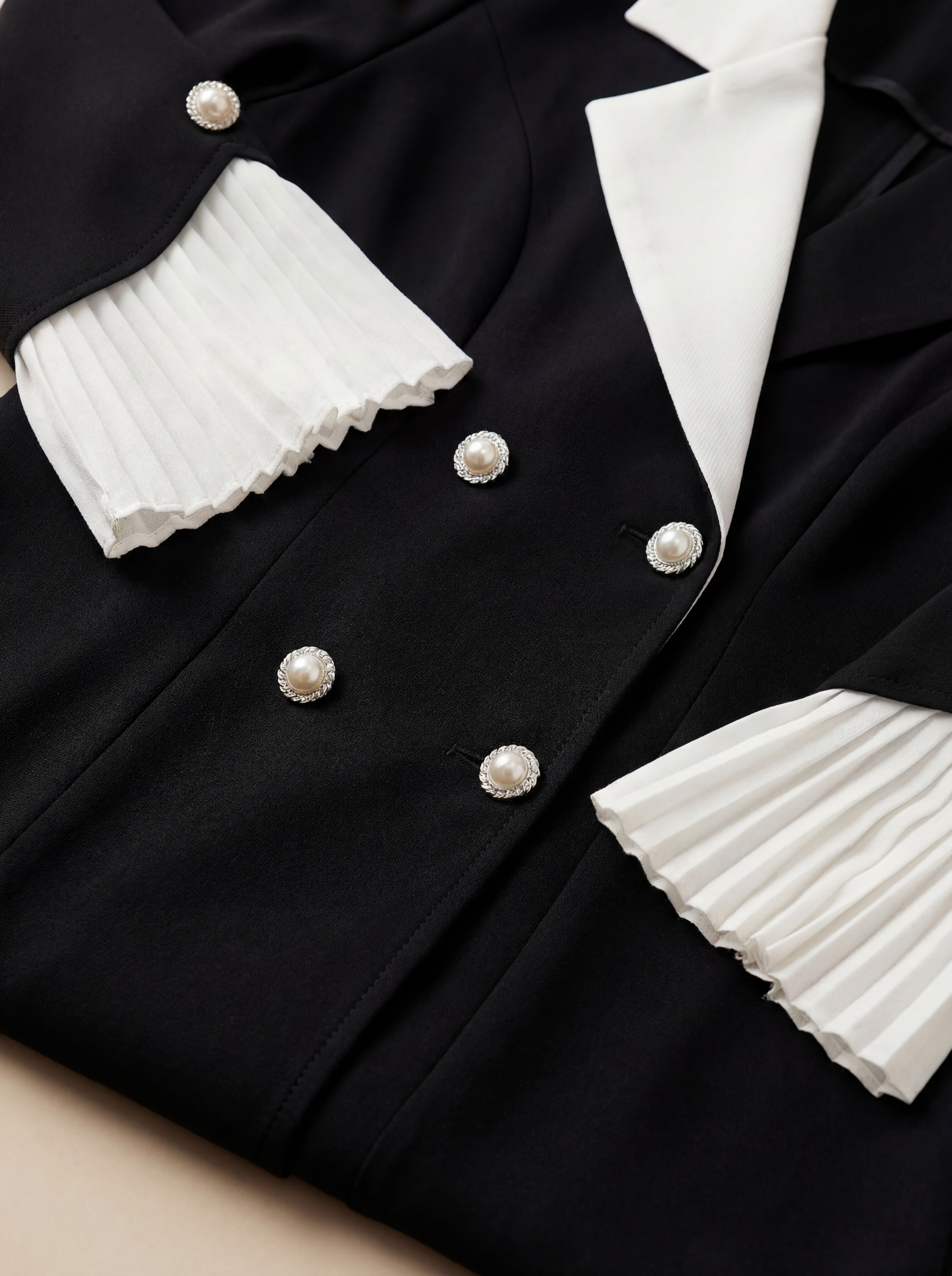 Black Tailored Midi Dress – Contrast Collar Edition