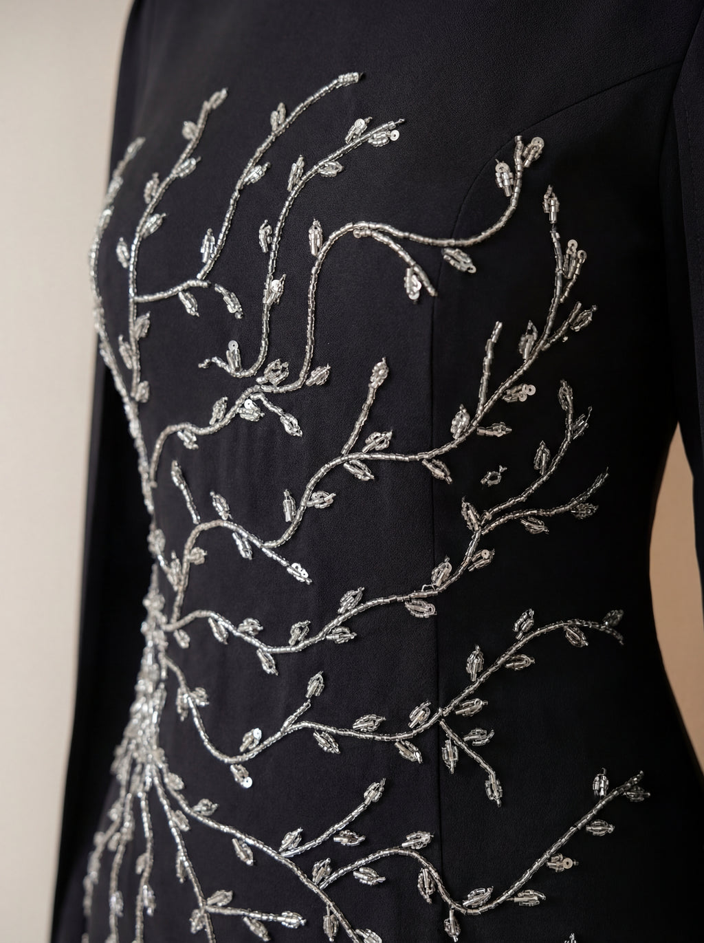 Midnight Embroidered Gown - Regal Cape Design