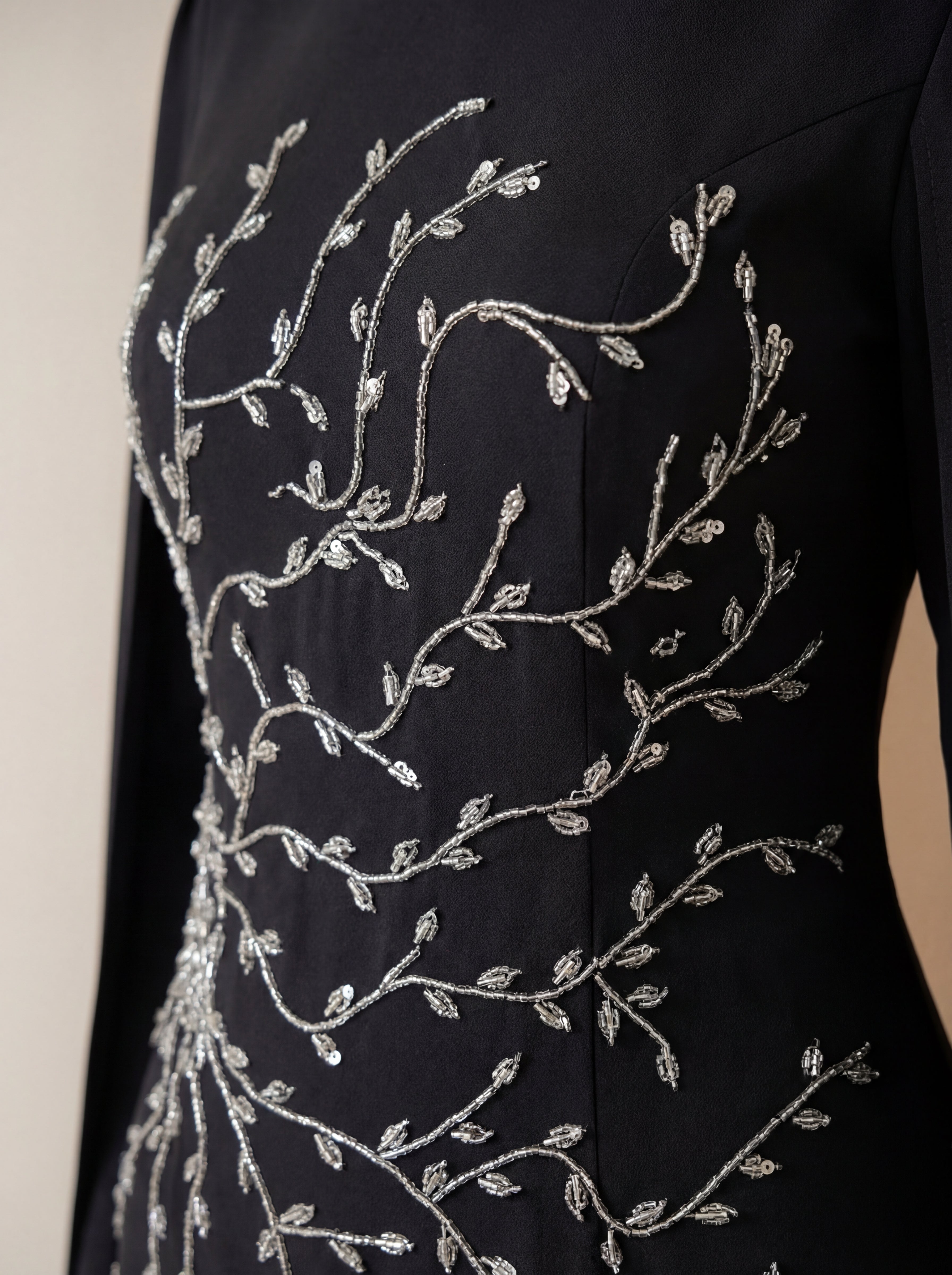 Midnight Embroidered Gown - Regal Cape Design